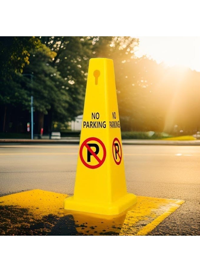 DubaiGallery Weather Resistant No Parking Floor Sign Board with Stable Base and Bright Yellow Warning Design Ideal for Outdoor Parking Areas Garages Warehouses Loading Zones and Building Entrances - Image 1